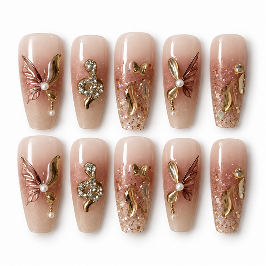 Envol Cuivré — faux ongles lenser sur fond blanc