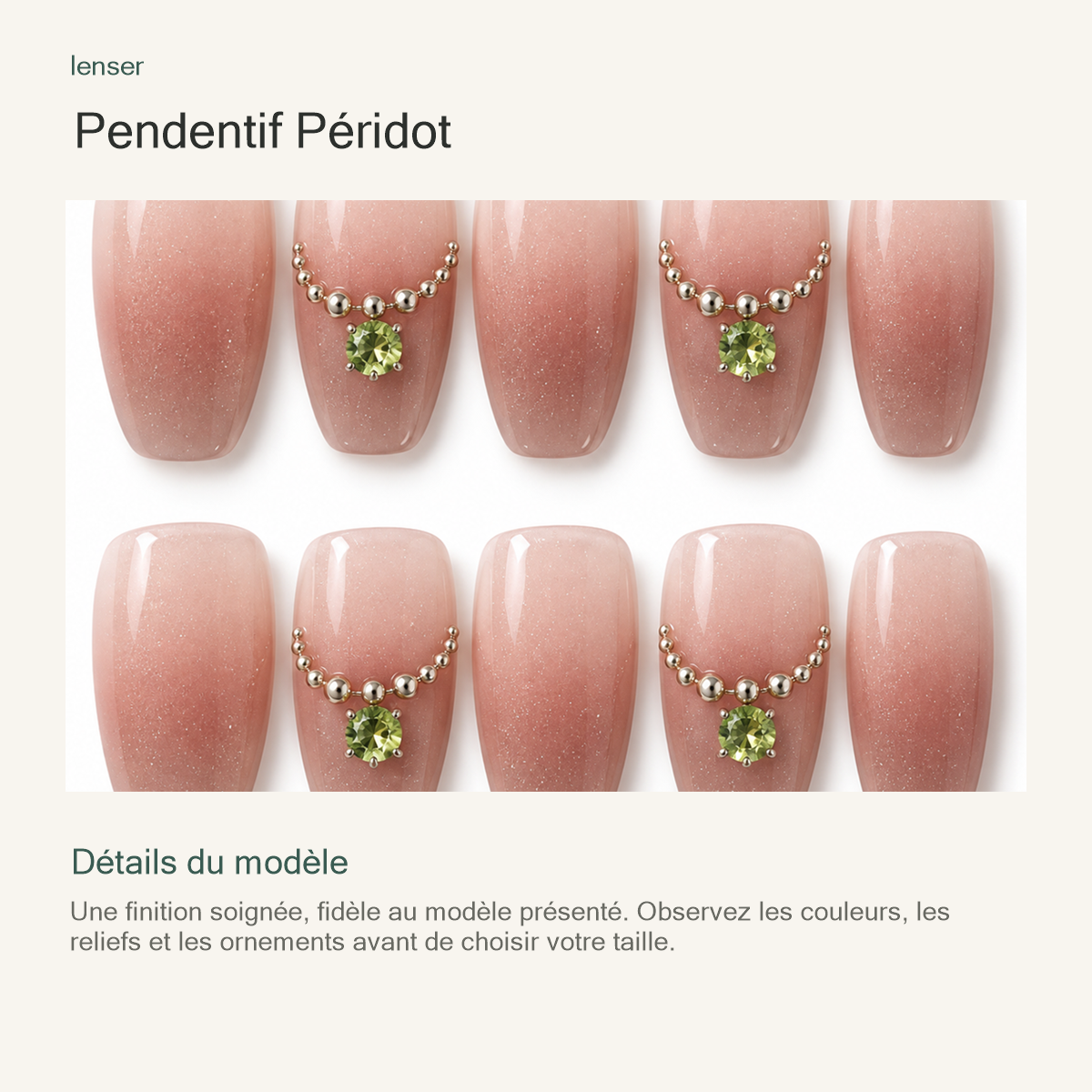 Pendentif Péridot — présentation des détails